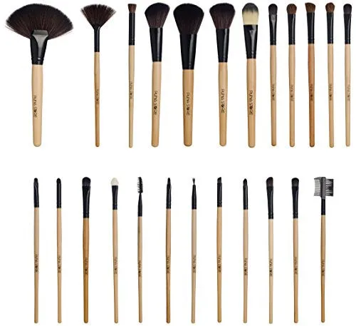 Cosmetic Makeup Brush Set - 24 Piece with Black Leather Case