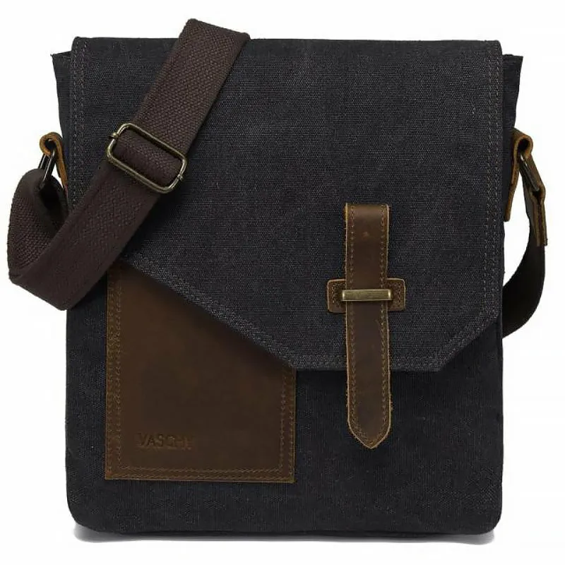 Cowhide & Canvas Small Messenger Bag