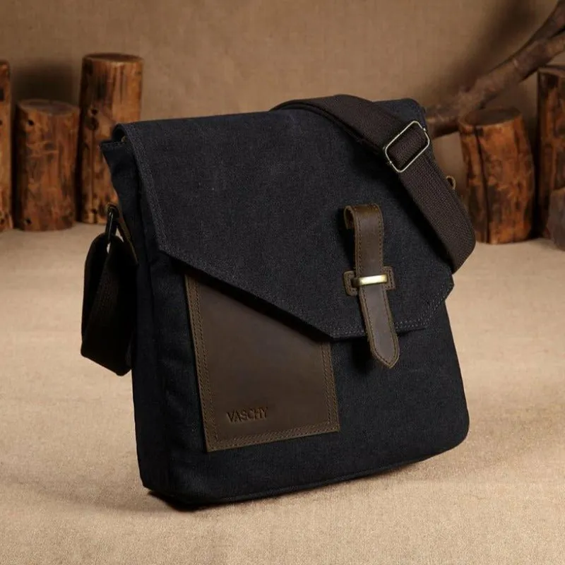 Cowhide & Canvas Small Messenger Bag