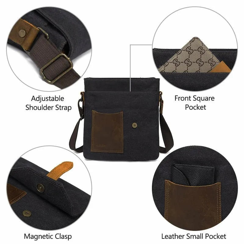 Cowhide & Canvas Small Messenger Bag