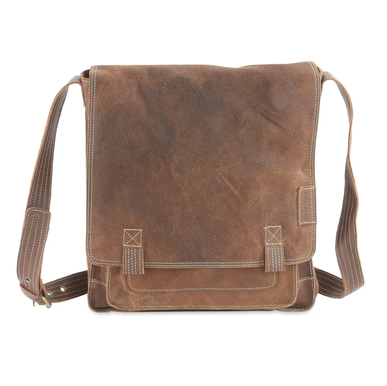 Crackle distressed leather A4 Messenger Bag UM43 Brown