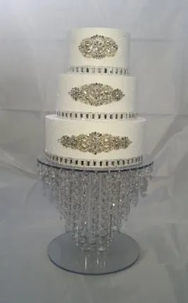 Crystal cake stand, 2 tier set ,10" & 14" CHANDELIER DESIGN Faux crystal by Crystal wedding uk