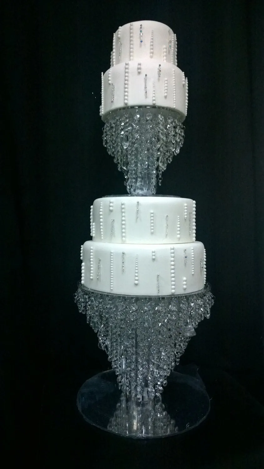 Crystal cake stand, 2 tier set ,10" & 14" CHANDELIER DESIGN Faux crystal by Crystal wedding uk