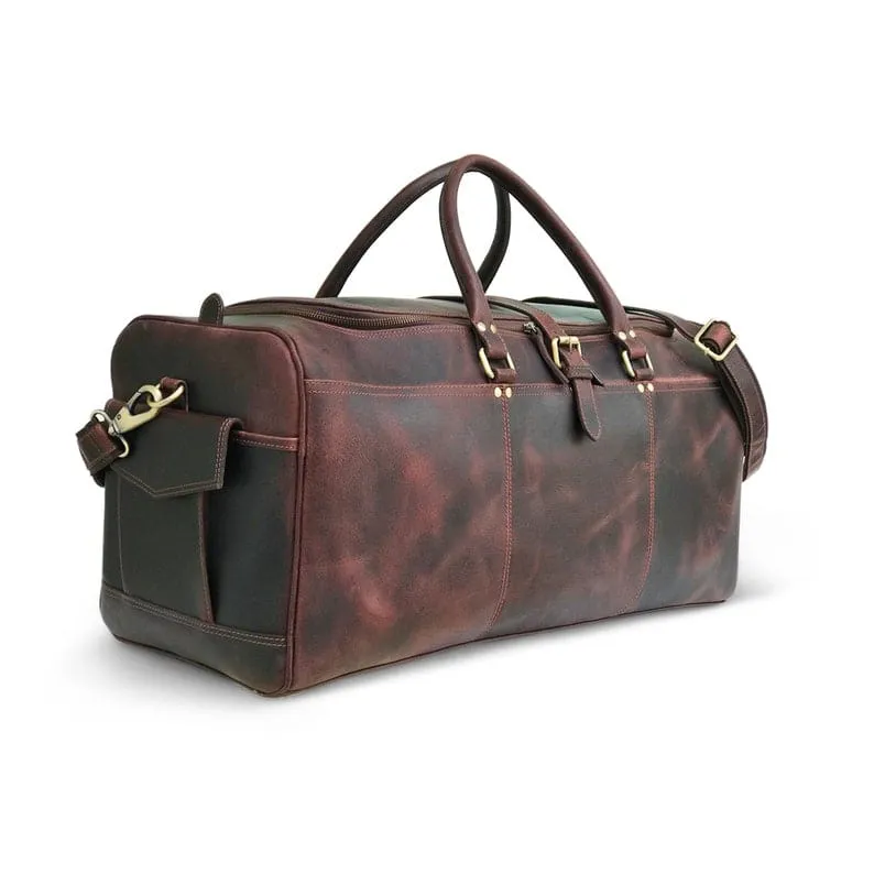 Drak Brown Leather Duffle Bag