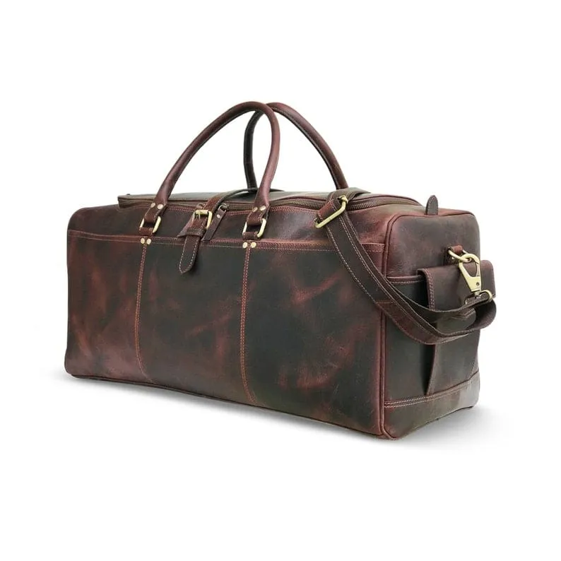 Drak Brown Leather Duffle Bag