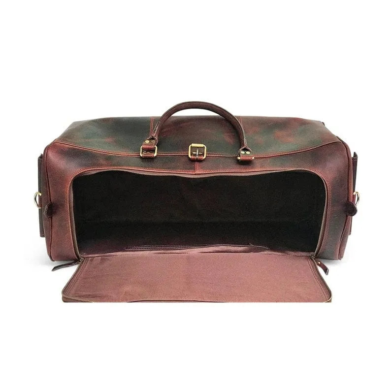 Drak Brown Leather Duffle Bag