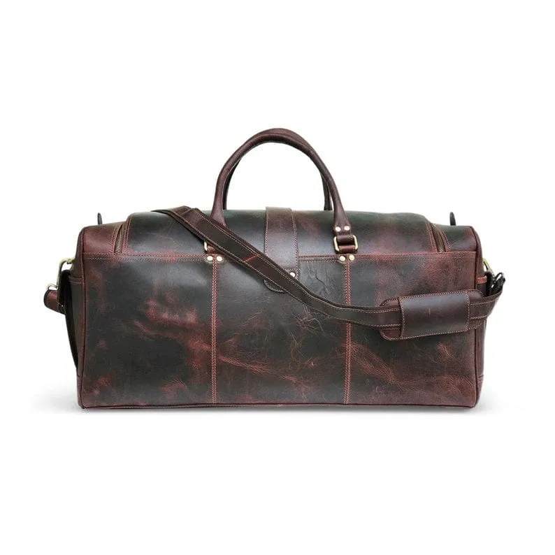 Drak Brown Leather Duffle Bag