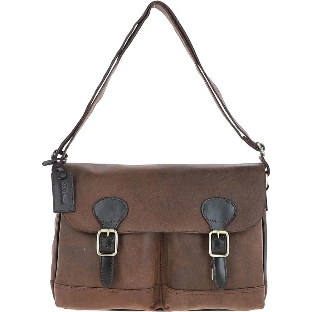 Edward Leather Messenger Bag - BROWN