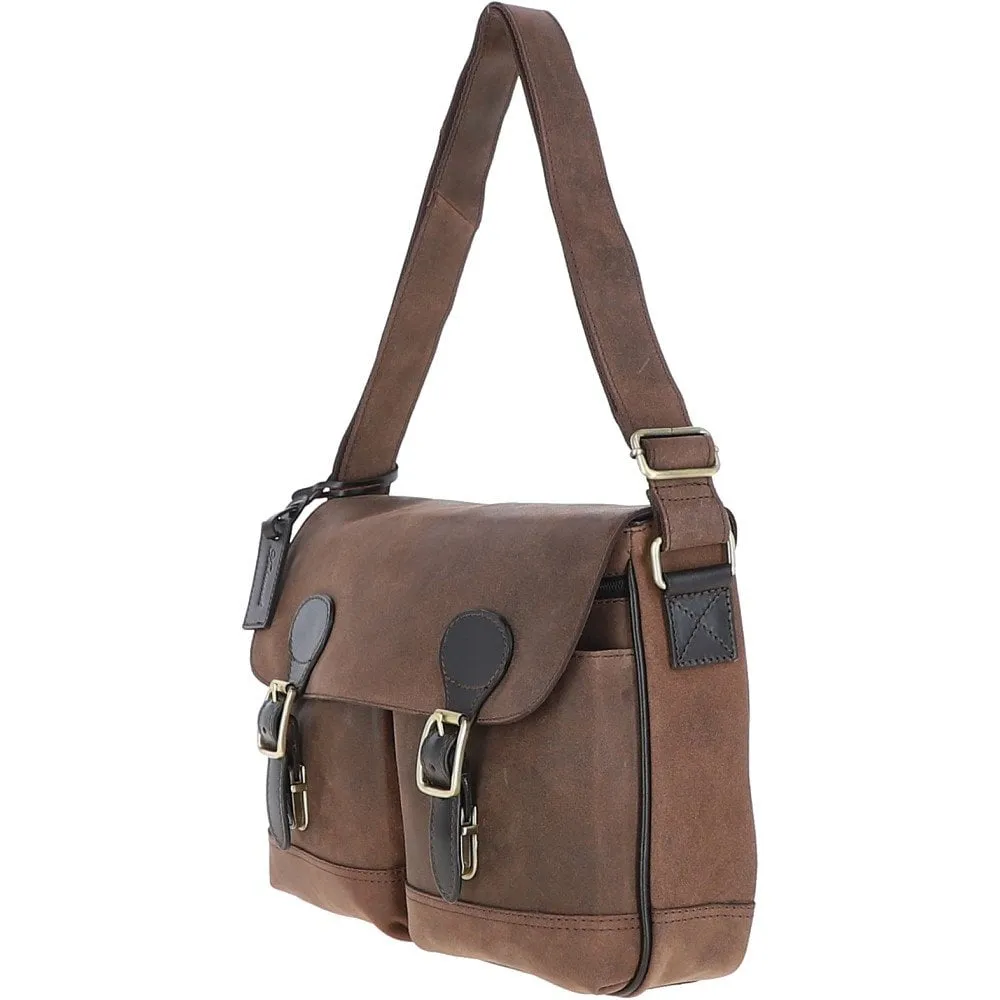 Edward Leather Messenger Bag - BROWN