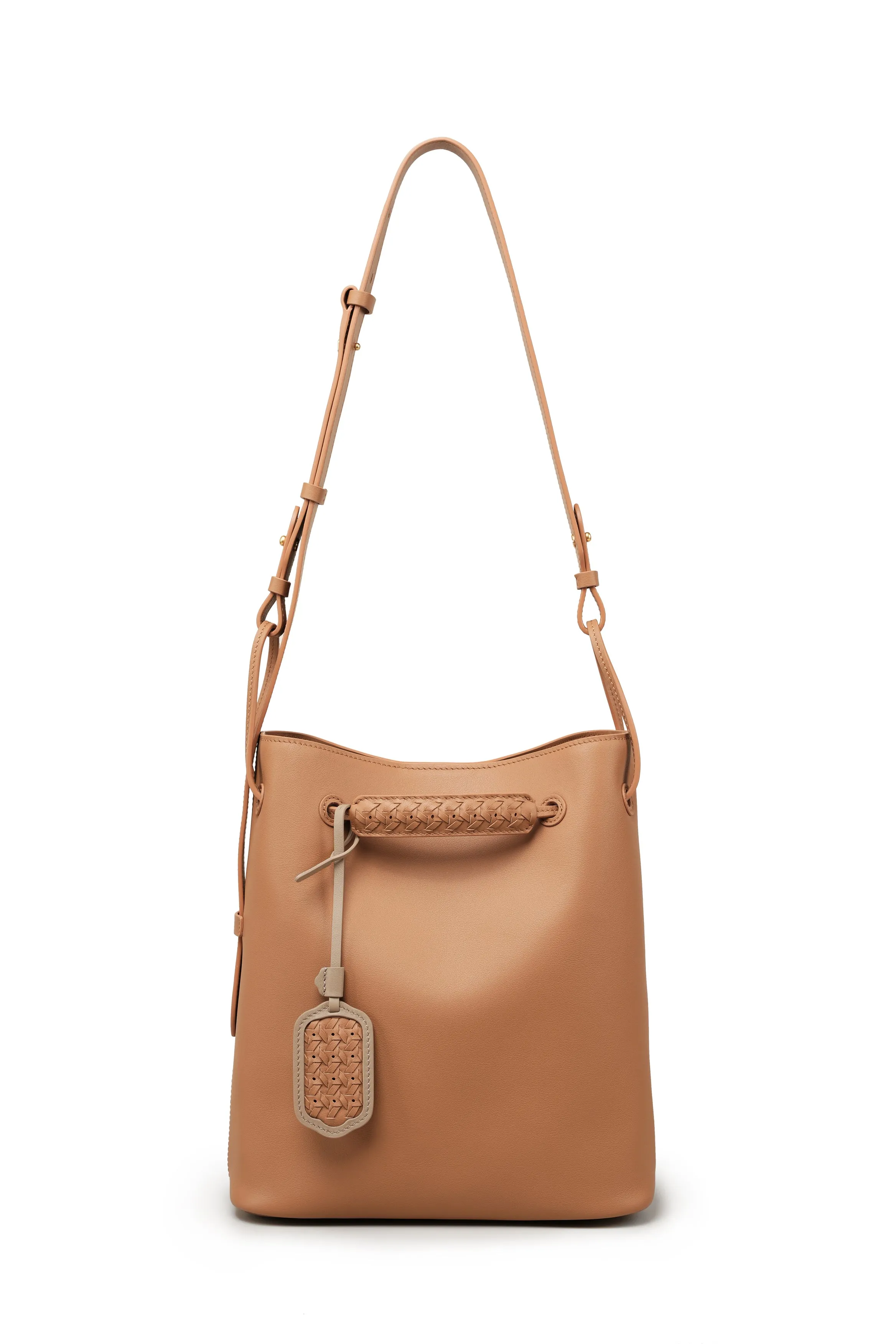 Elegant Bamboo Weaving Leather Bucket Bag