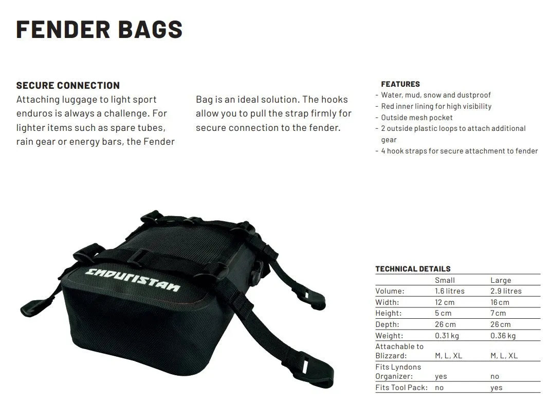 Enduristan Motorcycle Fender Bag - Small, 1.6 Liters