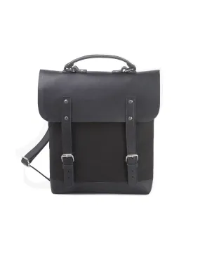 Enter Leather/Canvas Messenger Tote in Black