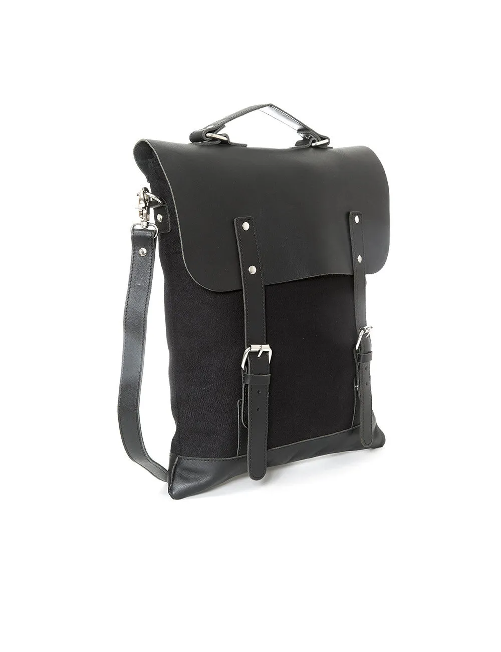 Enter Leather/Canvas Messenger Tote in Black