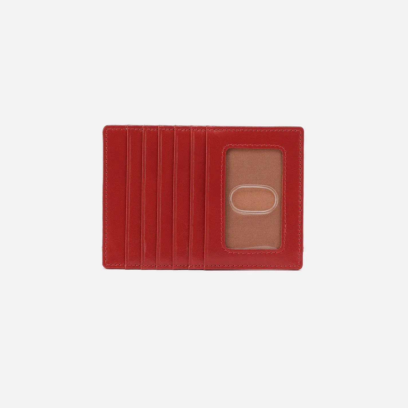 Euro Slide Card Case In Polished Leather - Brick