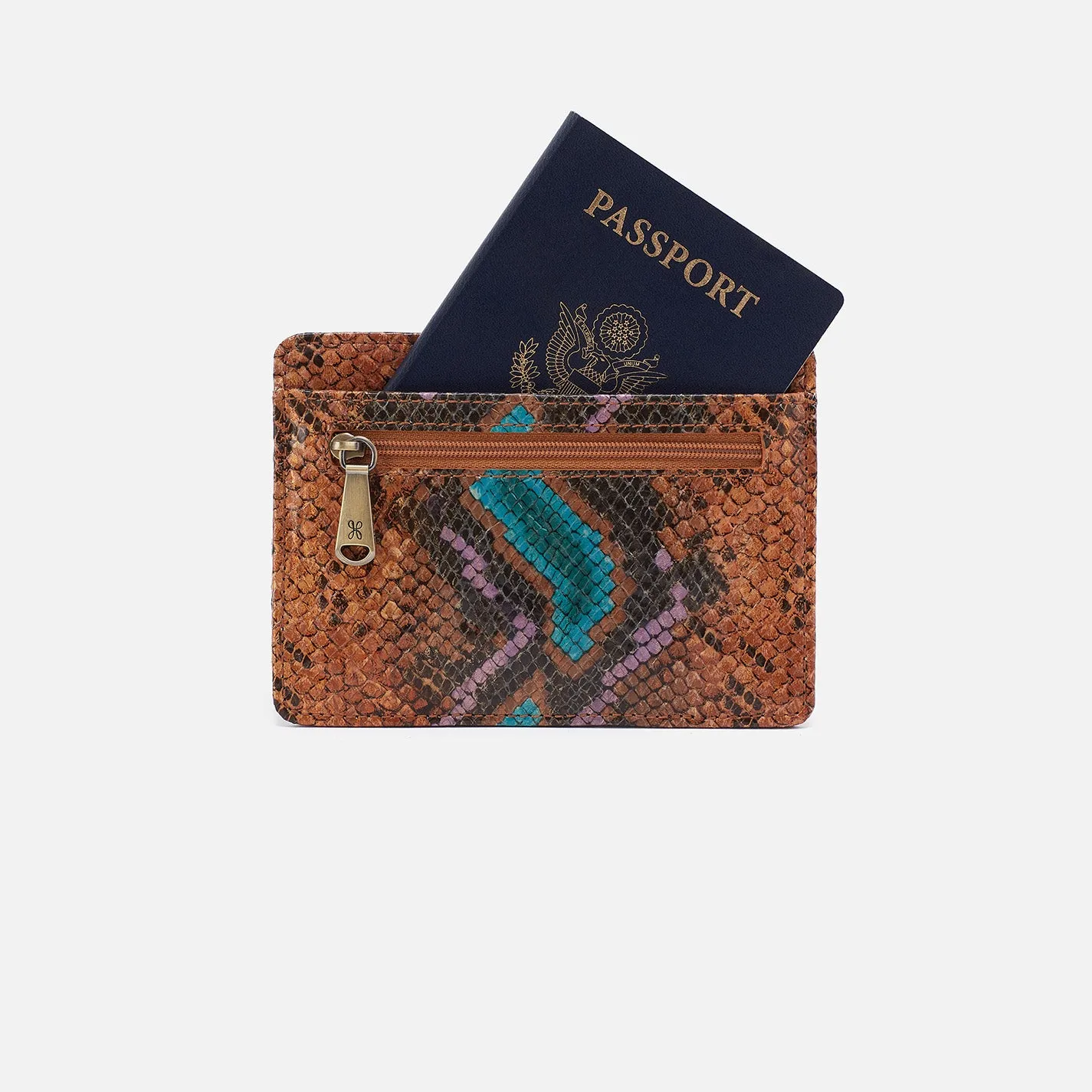 Euro Slide Card Case In Printed Leather - Vivid Snake Print