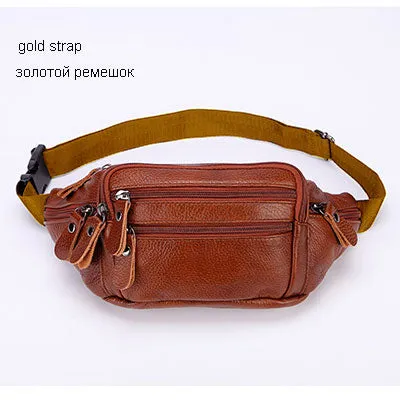 Fashion Men Genuine Leather Fanny Bag for Phone Pouch