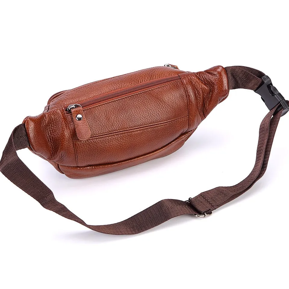 Fashion Men Genuine Leather Fanny Bag for Phone Pouch