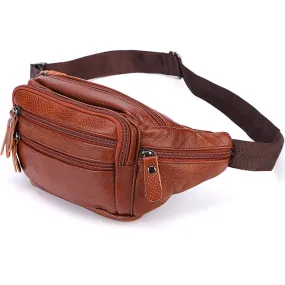 Fashion Men Genuine Leather Fanny Bag for Phone Pouch