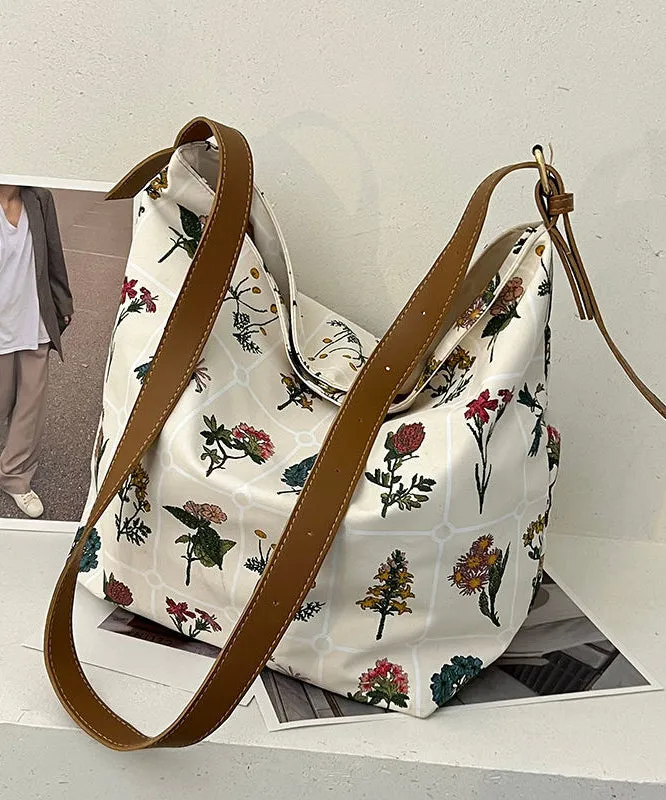 Fashion White Print High-capacity Canvas Messenger Bag