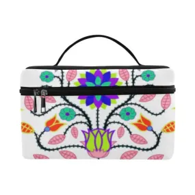 Floral Beadwork Four Clans White Cosmetic Bag/Large