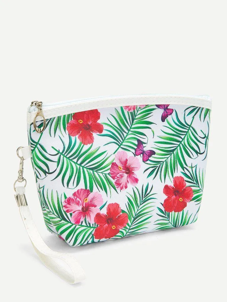 Flower Print Makeup Bag