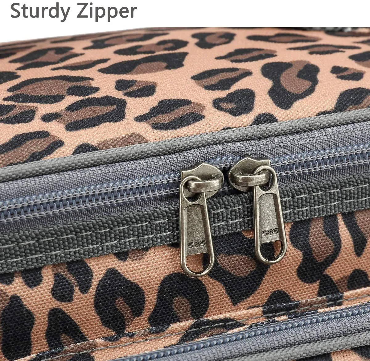 FlowFly insulated Reusable Lunch Bag Adult Large Lunch Box for Women and Men with Adjustable Shoulder Strap,Front Zipper Pocket and Dual Large Mesh Side Pockets, Leopard