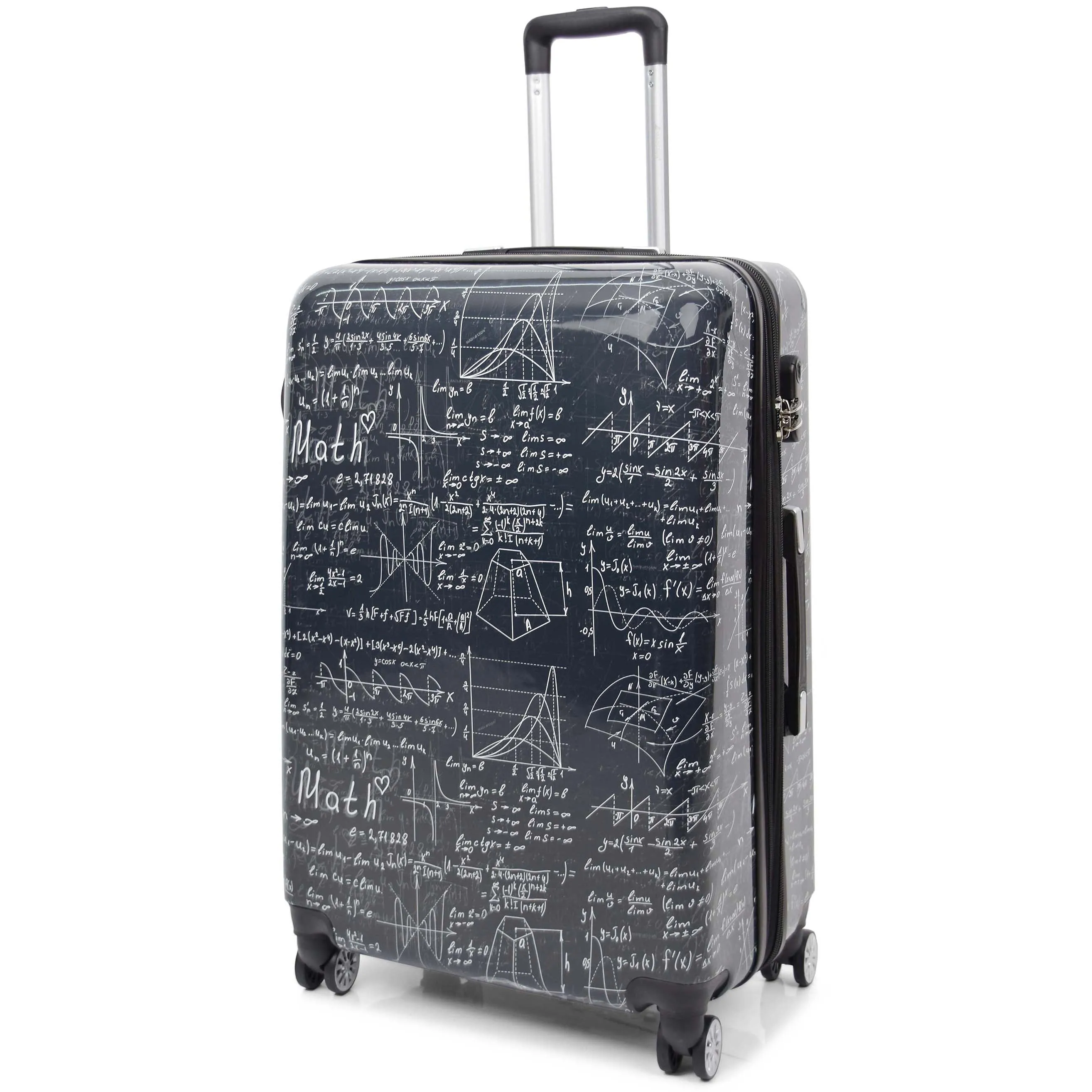 Four Wheel Suitcase Hard Shell Expandable Luggage Maths Print