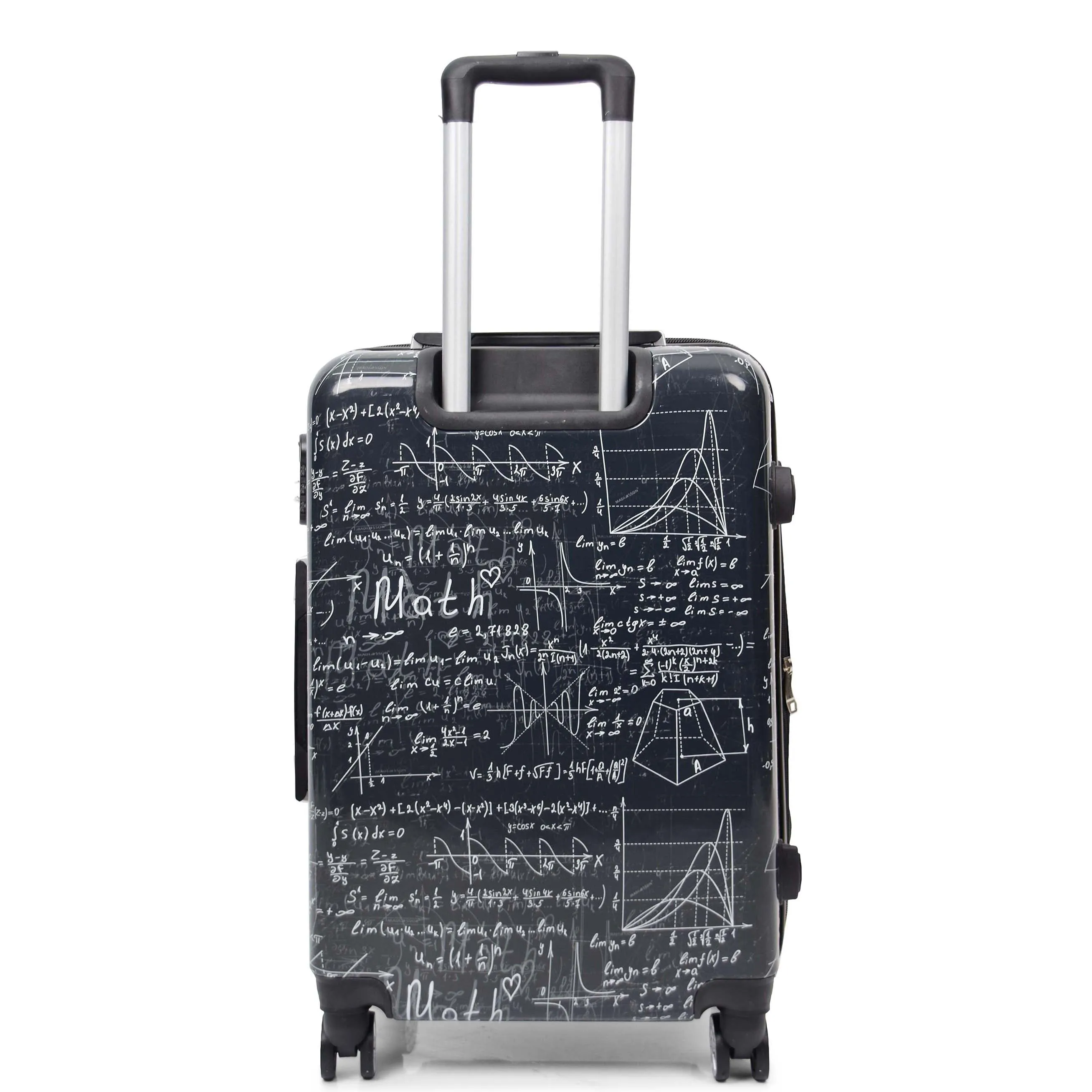 Four Wheel Suitcase Hard Shell Expandable Luggage Maths Print