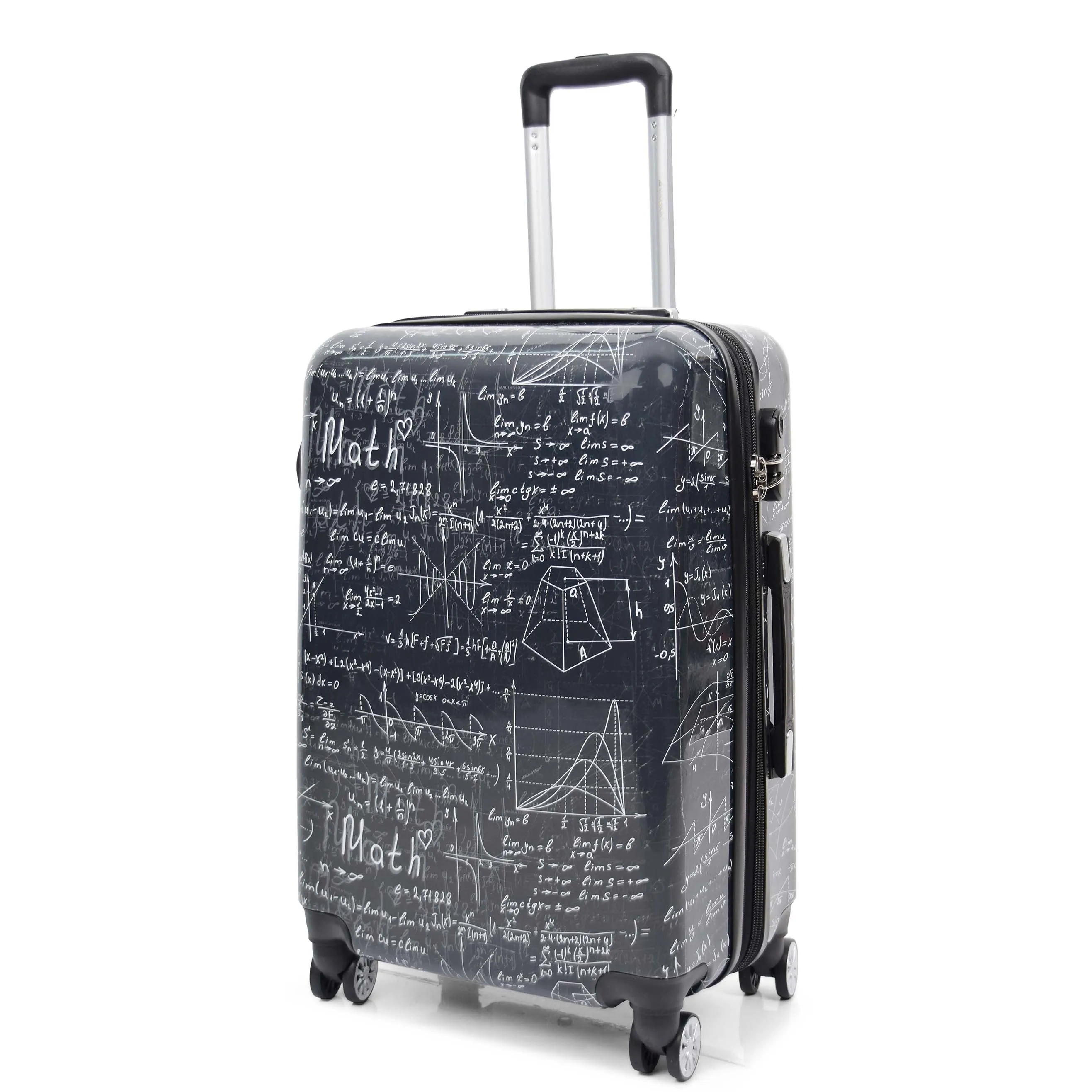 Four Wheel Suitcase Hard Shell Expandable Luggage Maths Print