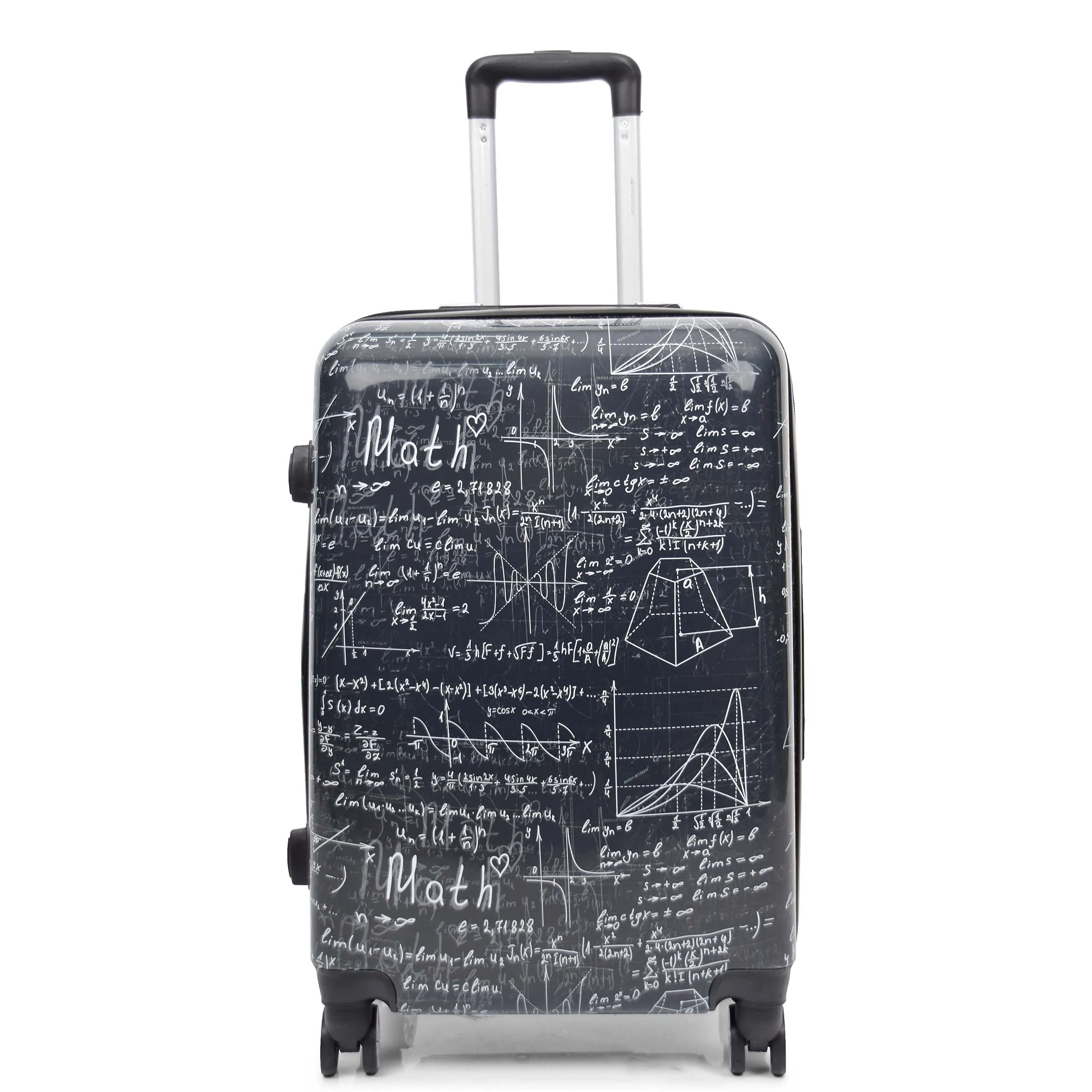 Four Wheel Suitcase Hard Shell Expandable Luggage Maths Print