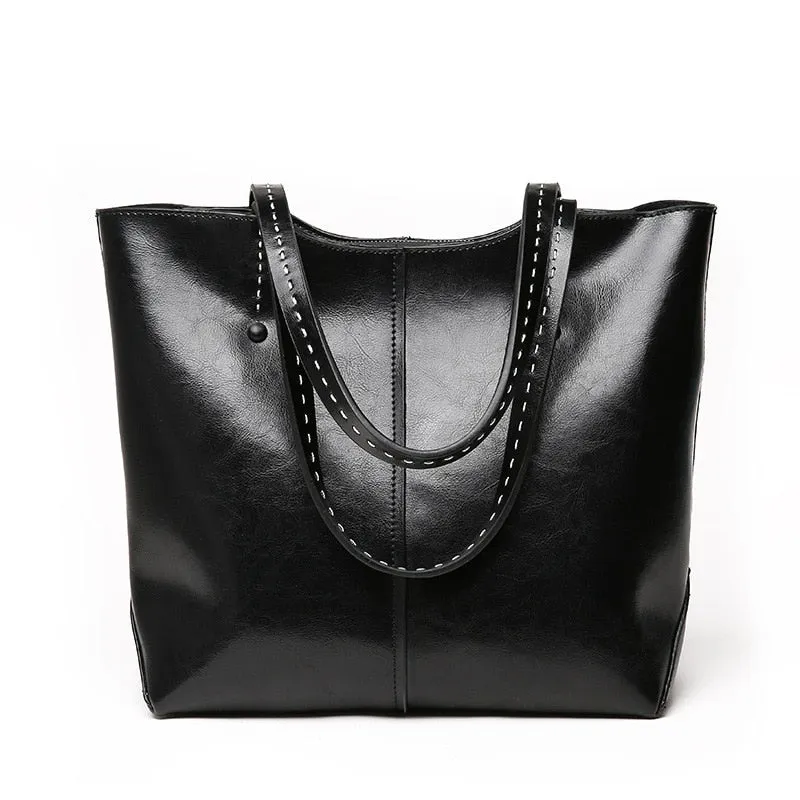 Genuine Cow Leather Luxury Handbag Tote Bag