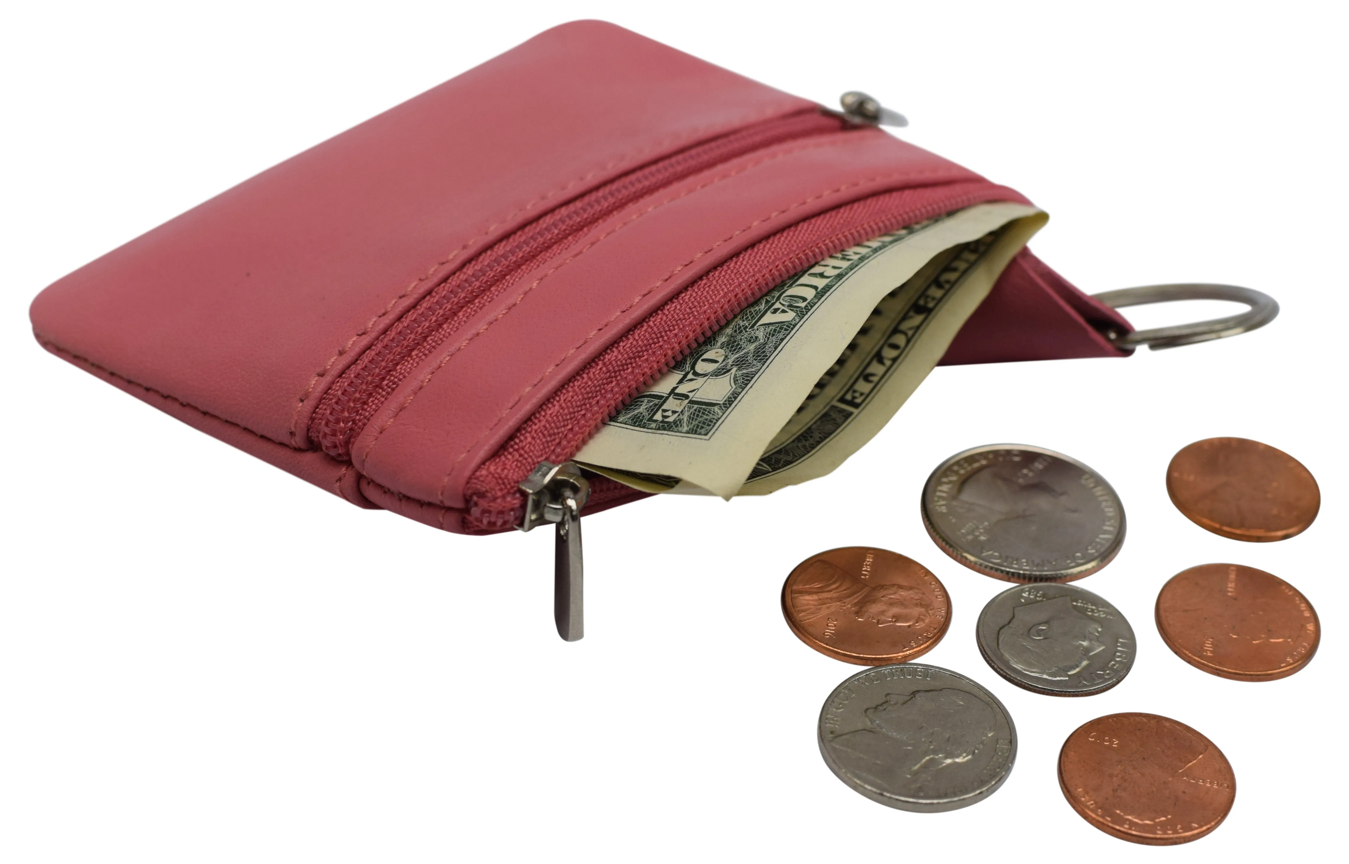 Genuine Leather Coin Purse Keychain for Women Marshal Coin Pouch Mini Zipper Change Purse Wallet