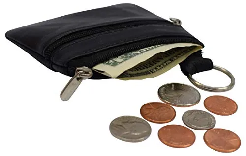 Genuine Leather Coin Purse Keychain for Women Marshal Coin Pouch Mini Zipper Change Purse Wallet