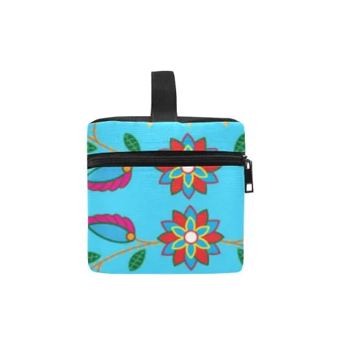 Geometric Floral Fall-Sky Blue Cosmetic Bag/Large