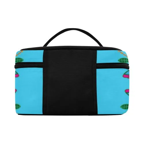 Geometric Floral Fall-Sky Blue Cosmetic Bag/Large