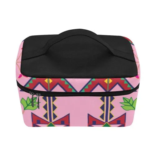 Geometric Floral Spring-Sunset Cosmetic Bag/Large