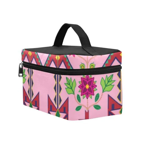 Geometric Floral Spring-Sunset Cosmetic Bag/Large