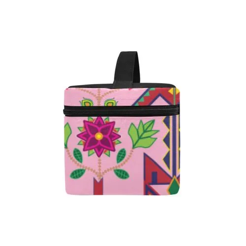 Geometric Floral Spring-Sunset Cosmetic Bag/Large