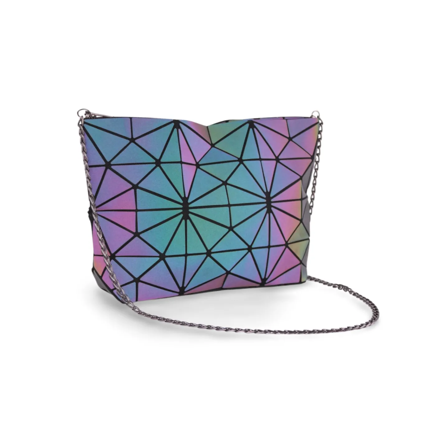 Geometric Holographic Luminous Crossbody Bag For Women