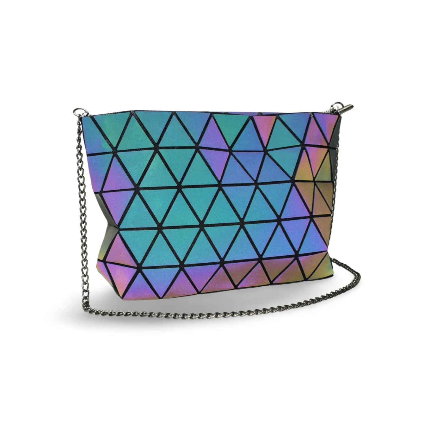 Geometric Holographic Luminous Crossbody Bag For Women