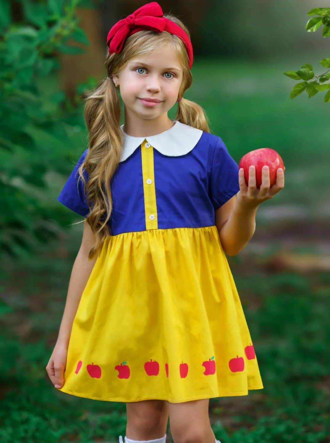 Girls Back to School Snow White-Inspired Dress with Matching Purse Set