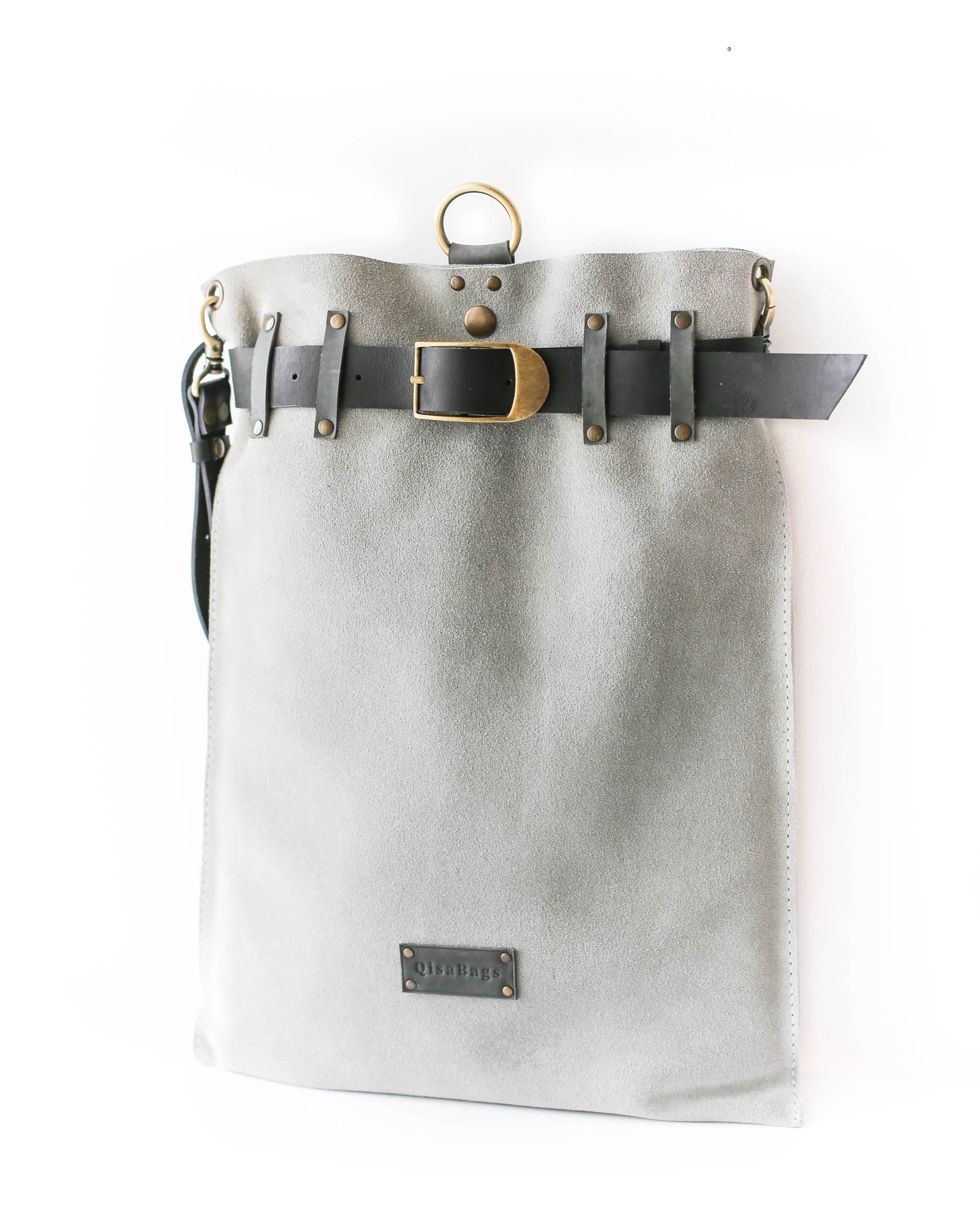 Gray w/Black Suede Backpack