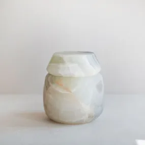 Hand-carved Green Alabaster Canister