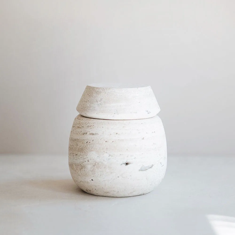 Hand-carved Travertine Canister