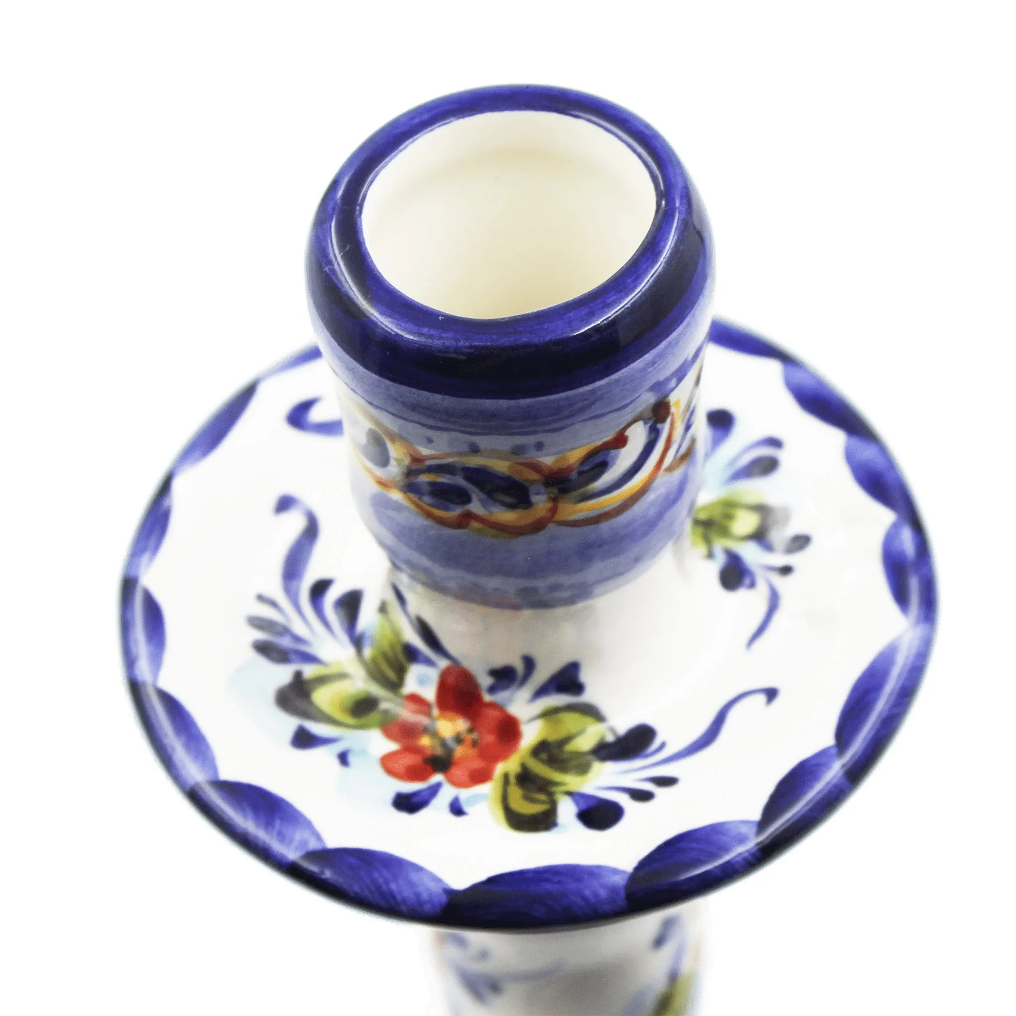 Hand-Painted Decorative Ceramic Floral Candle Holder