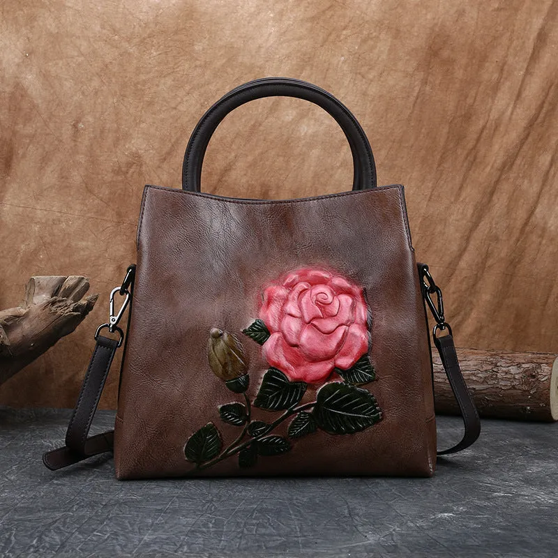 Hand-rubbed color bucket bag