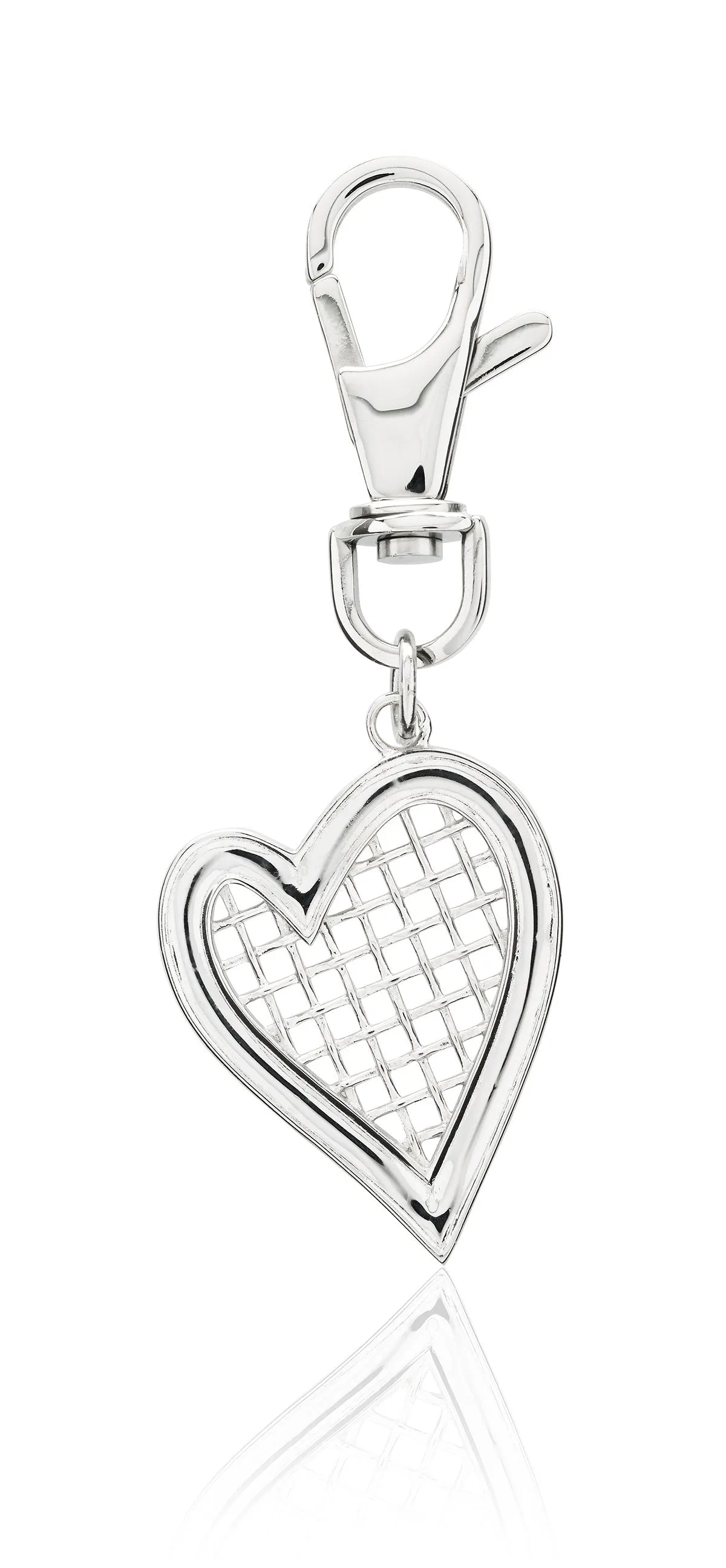 Heart Strings Key Ring and Bag tag Sterling Silver XL