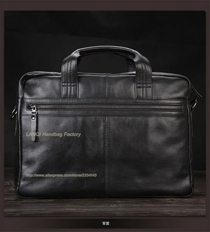 High Class Luxury Men Genuine 15"Laptop Briefcases Leather