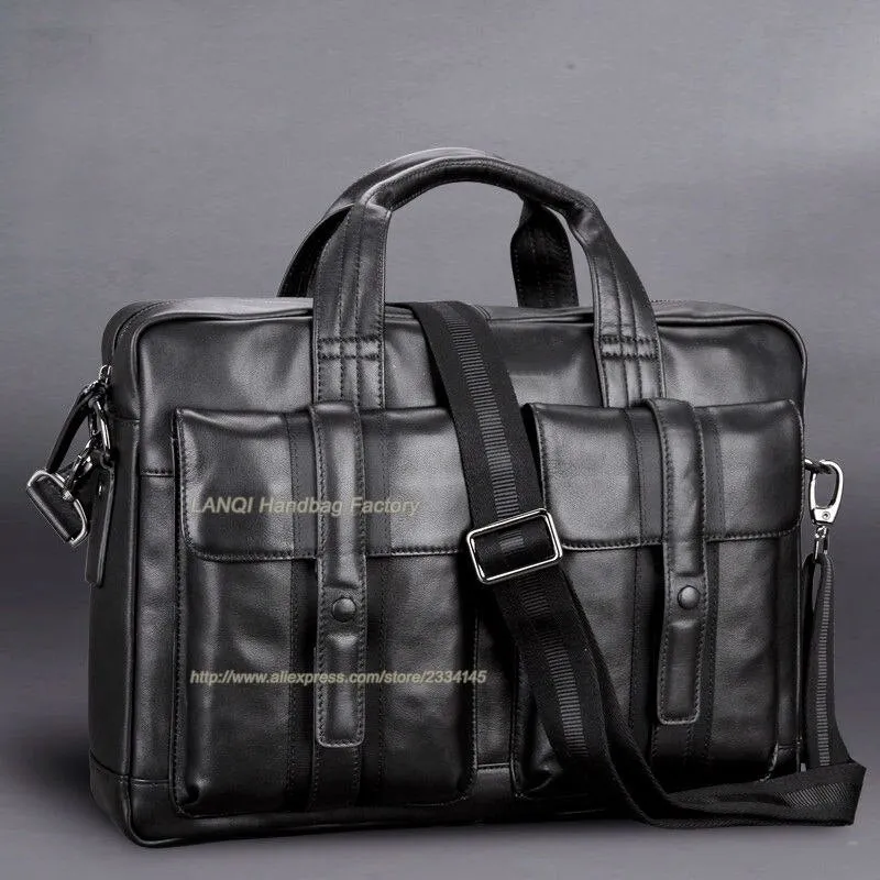 High Class Luxury Men Genuine 15"Laptop Briefcases Leather