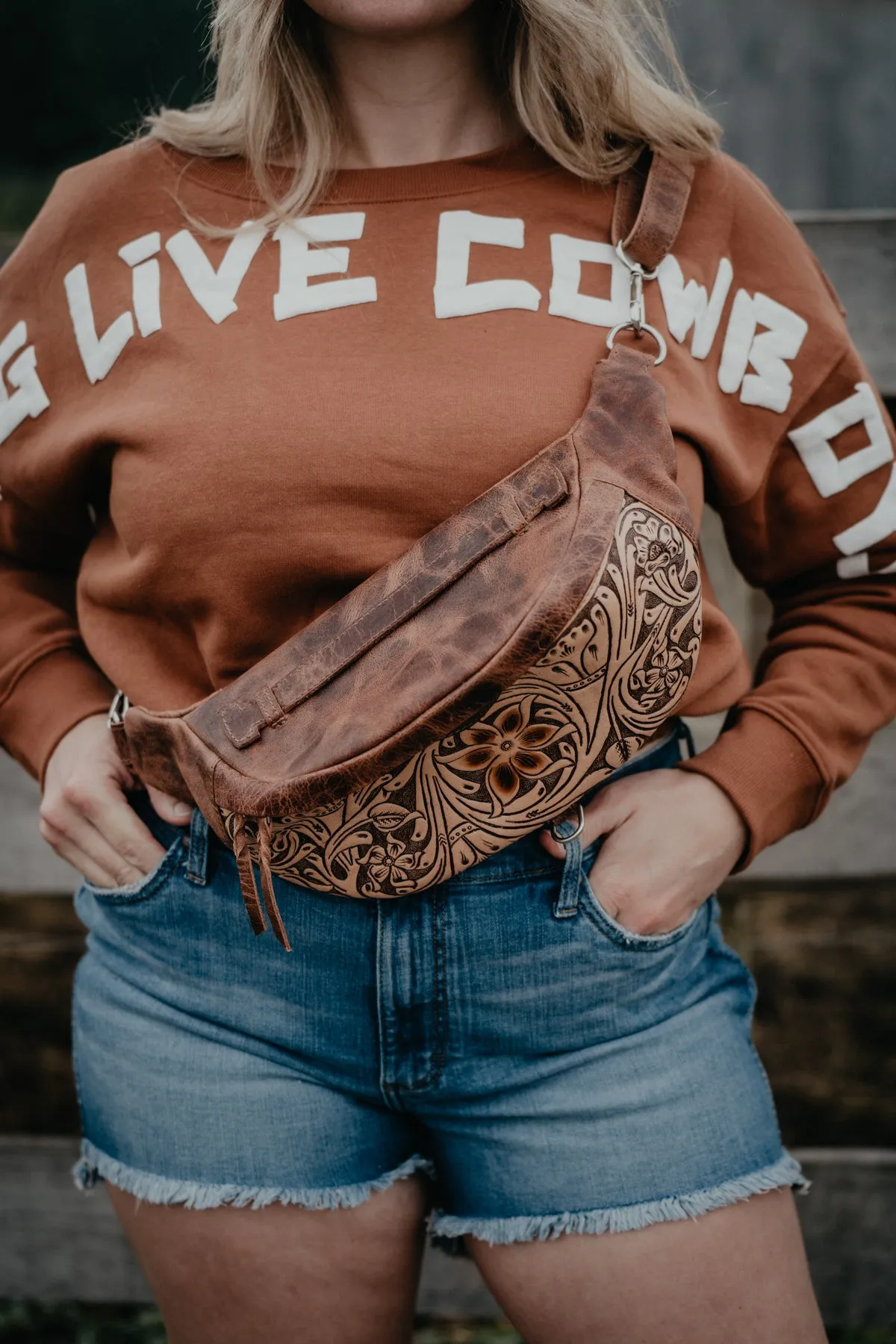 'Hollis' Fully Tooled Leather Bum Bag